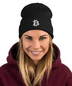 BITCOIN ICON WHITE - Embroidered Beanie - Image 2