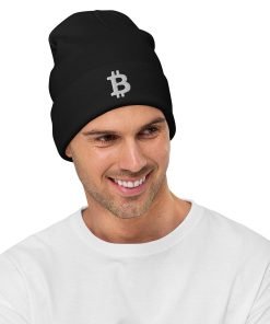 BITCOIN ICON WHITE - Embroidered Beanie - Image 3