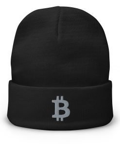 BITCOIN ICON GREY - Embroidered Beanie