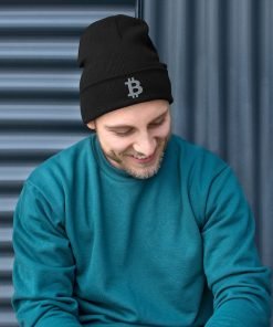 BITCOIN ICON GREY - Embroidered Beanie - Image 4