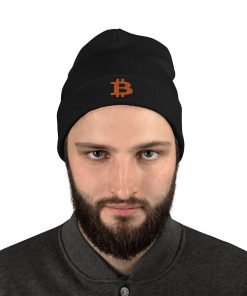 BITCOIN ICON ORANGE - Embroidered Beanie - Image 4