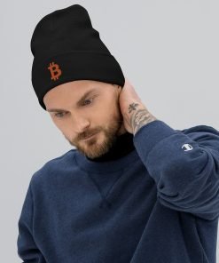 BITCOIN ICON ORANGE - Embroidered Beanie - Image 3