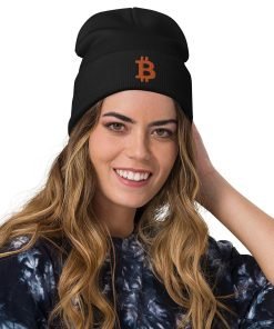 BITCOIN ICON ORANGE - Embroidered Beanie - Image 2