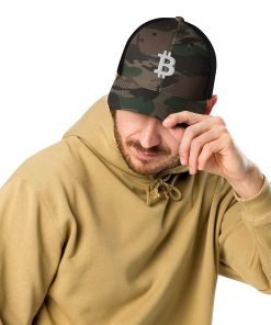 Alternative view of BITCOIN ICON WHITE - Camouflage Trucker Hat