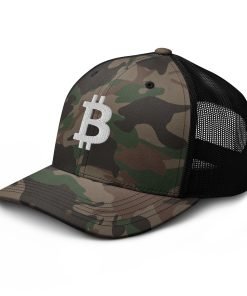 BITCOIN ICON WHITE - Camouflage Trucker Hat - Image 5