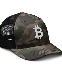 BITCOIN ICON WHITE - Camouflage Trucker Hat - Image 6