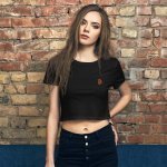 BITCOIN Orange - Embroidered Crop Tee - bitcoin-wear.com - bitcoin-wear.com womens crop tee black front 64f0e8893cd53