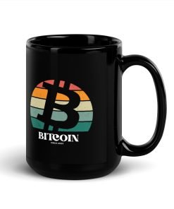 BITCOIN RETRO - Black Glossy Mug - Image 5