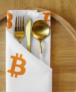 BITCOIN – Cloth Napkin Set – White - Image 2