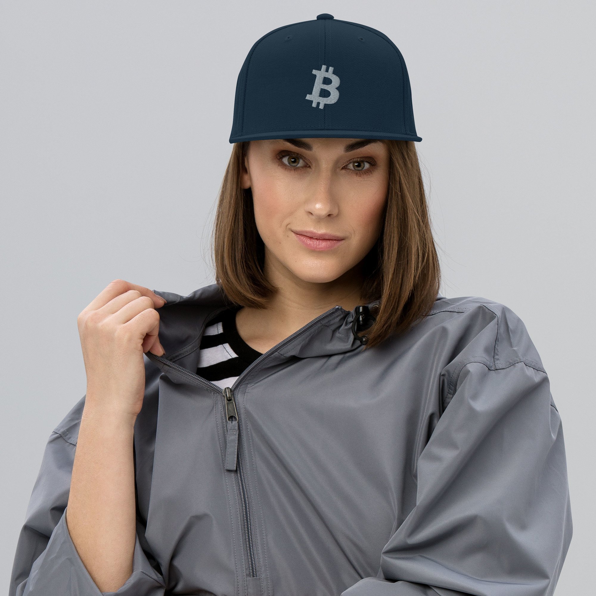 BITCOIN ICON Grey - Classic Snapback Hat - bitcoin-wear.com BITCOIN ICON Grey - Classic Snapback Hat - Image 2