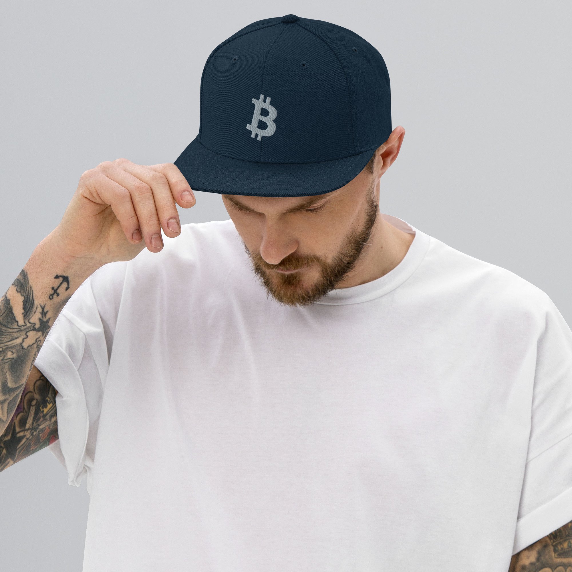 BITCOIN ICON Grey - Classic Snapback Hat - bitcoin-wear.com BITCOIN ICON Grey - Classic Snapback Hat - Image 4