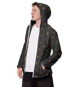 Alternative view of BITCOIN Windbreaker Black Orange