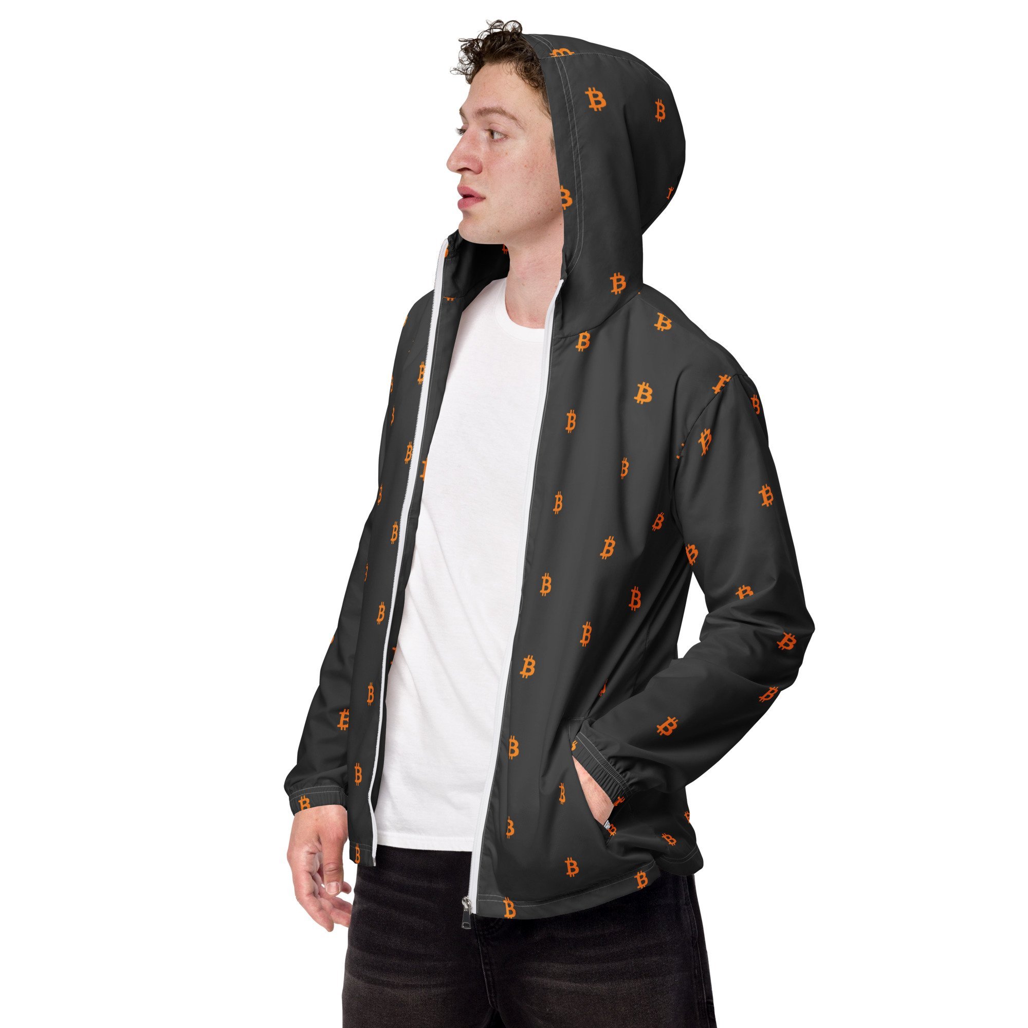 BITCOIN Windbreaker Black Orange - bitcoin-wear.com BITCOIN Windbreaker Black Orange - Image 2