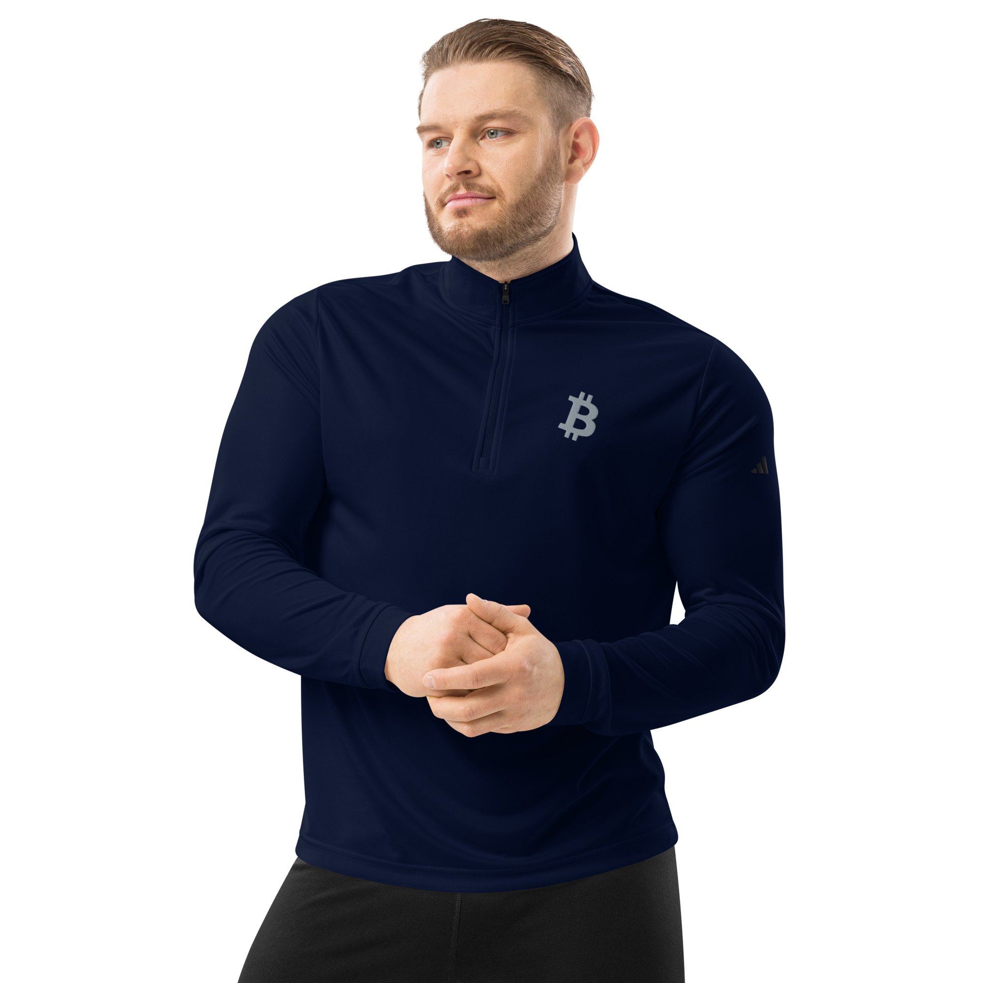 adidas Bitcoin – Grey – Quarter Zip Pullover - bitcoin-wear.com adidas Bitcoin – Grey – Quarter Zip Pullover - Image 3