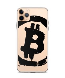 Alternative view of Grunge Bitcoin Clear Case for iPhone® - Black